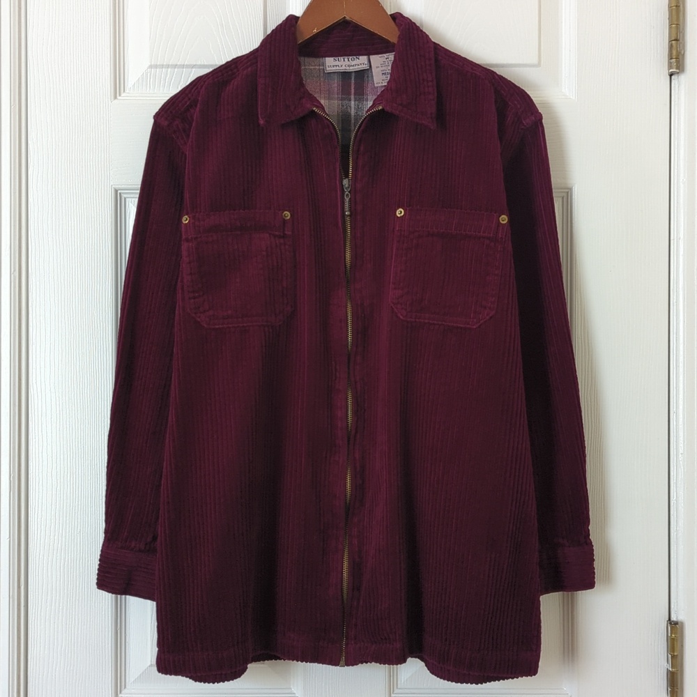 Sutton Supply Company 90's Vintage Wide Wale Corduroy Shacket Plum Purple Medium